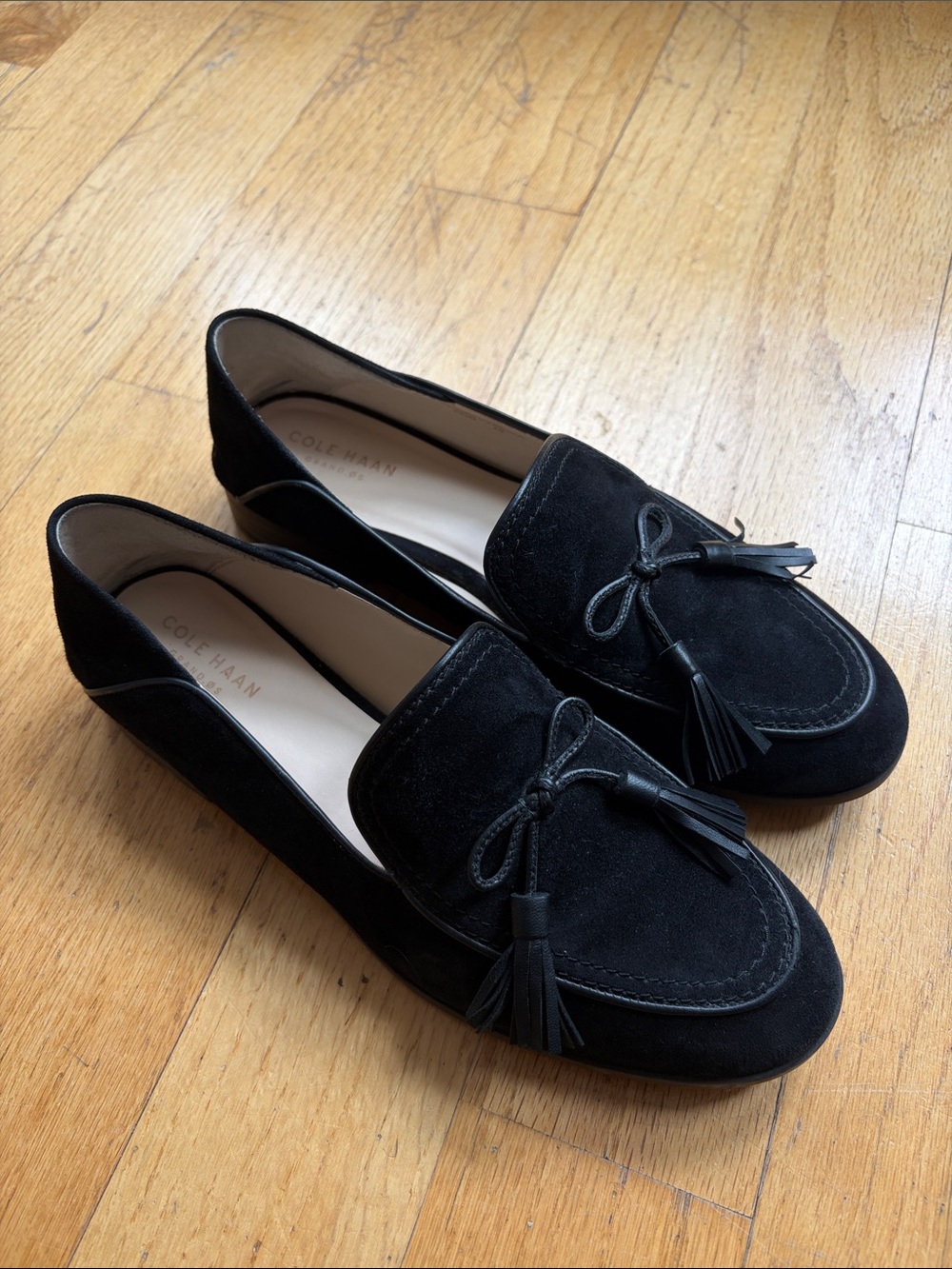 Cole Haan Black Suede Tassel Loafers